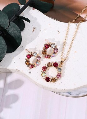 Luxury Designer Colorful Crystal Rhinestone Necklace Earring