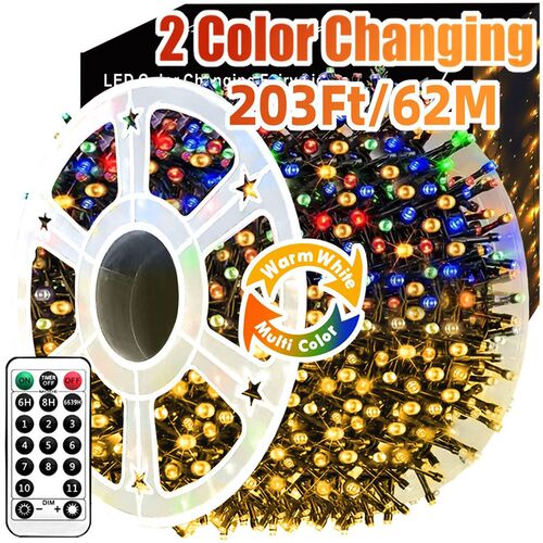 600LED 196Ft Christmas Twinkle String Lights, 2 Color Changi