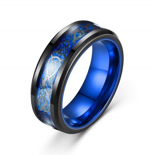 Fashion Black Tungsten Wedding Celtic Dragon Rings For Men I
