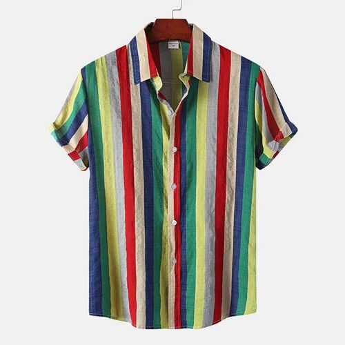 Mens Plus Size Cotton Polyester Summer Short Sleeve Shirt S