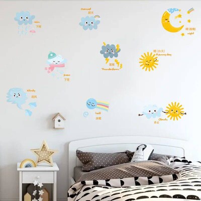 Cartoon painted rainbow sun children bedroom porch home wall