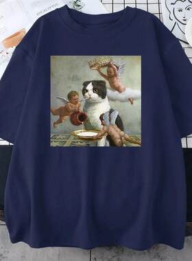 Scottish Fold Angel Crown Print Cotton Men Clothing Personal
