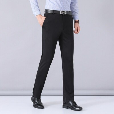 Mens Trousers Business Casual Pants Summer Loose Stetch Str