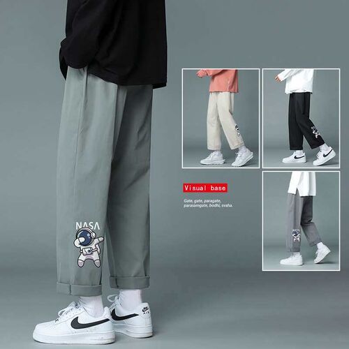Straight Pants Mens Autumn Thin Loose Cartoon Casual teny L
