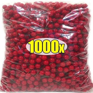 1000/50x Mini Artificial Berries Red Fake Berry Cherry Stame