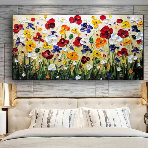 Nordic Art Abstract Flowers Oil Painting on  Wall Art Poster