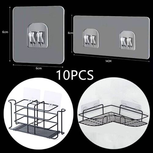 10PCS Transparent Hanging Shelf Hooks Wall Storage Rack Fixi