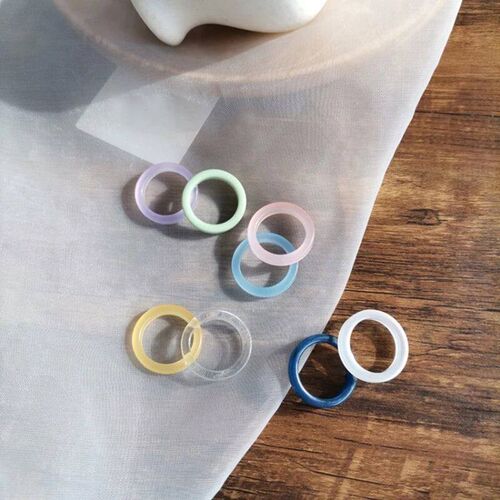 Retro 2023 New Korean Vintage Resin Geometric Colorful Round