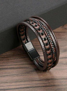 Jiayiqi Fashion Braided Rope Woven Multilayer Leather Men Br