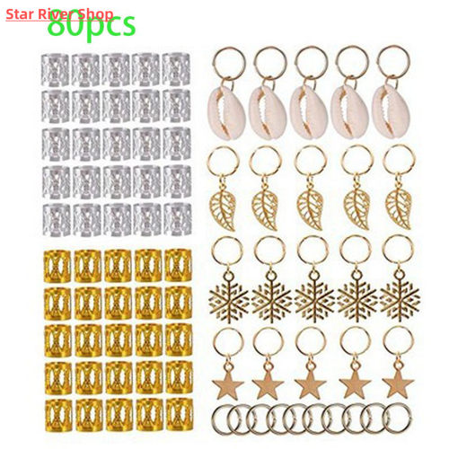 80Pcs Women Girls Dreadlocks Beads Hair Braid Rings Clips DI