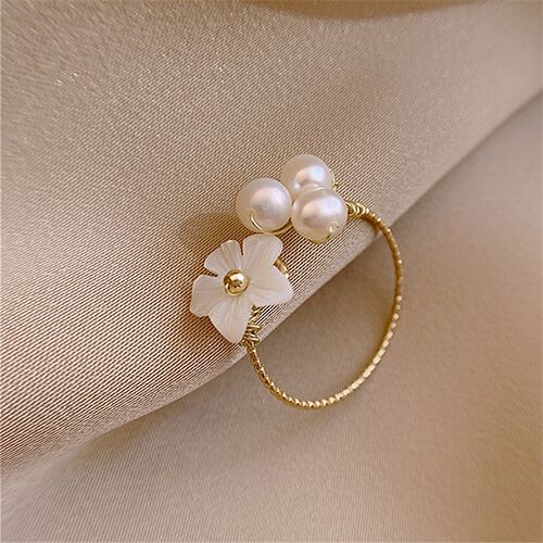 2023 New Korean Exquisite Pearl Flower Ring For Women Fashio