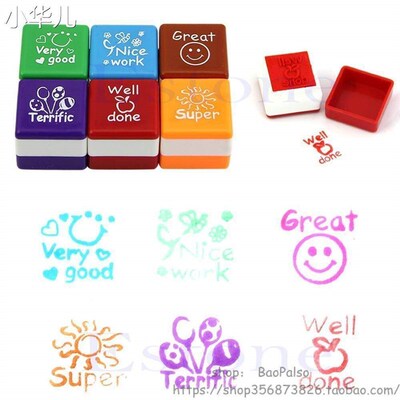 6pcs teachers stamper self inking praise reward stamps motiv