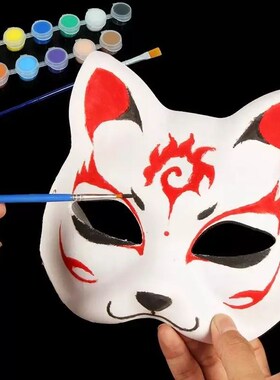 Anime Halloween Foxes Masker Jepang Cosplay Rave dilukis den