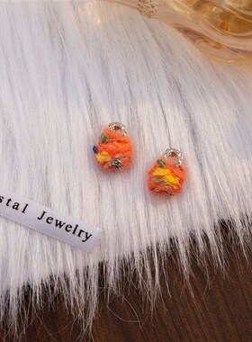 Silver Needle CandyColored Yarn Sweet Earring Simple Wrapped