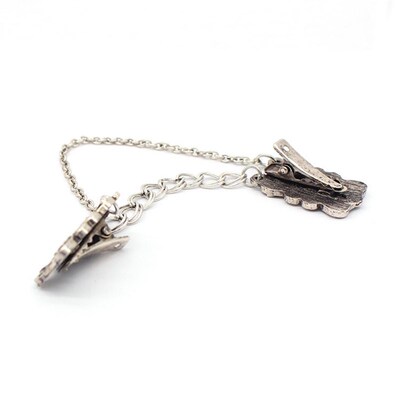 Fashion Flower Carving Ancient Silver Brooch Retro Mens And