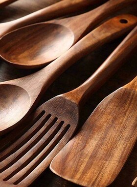 Thailand Teak Natural Wood Tableware Spoon Ladle Turner Long