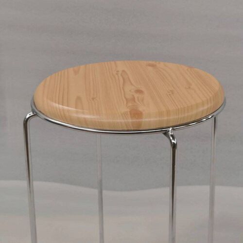 Solid Wood Round Stool Stainless steel Reinforced Stool Thic