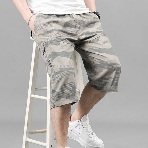 Mens Camouflage Meium Pants Thin Loose Large Size Casual Mu