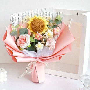 Valentines Day Woolen Hand-knitted Bouquet Finished Sunflow