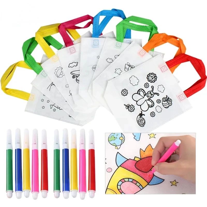 DIY Graffiti Bag with Coloring Markers Handmade Painting Non图片