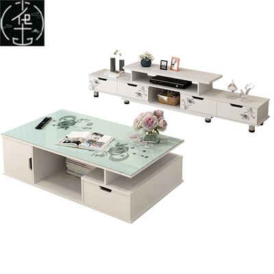 simple TV Storage cabinet tea table set retractable TV stand