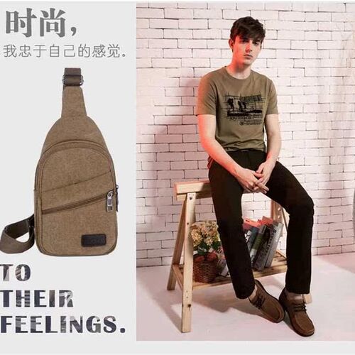 Casual Mens Chest Bag Crossbody Canvas Bag Large Capacity F