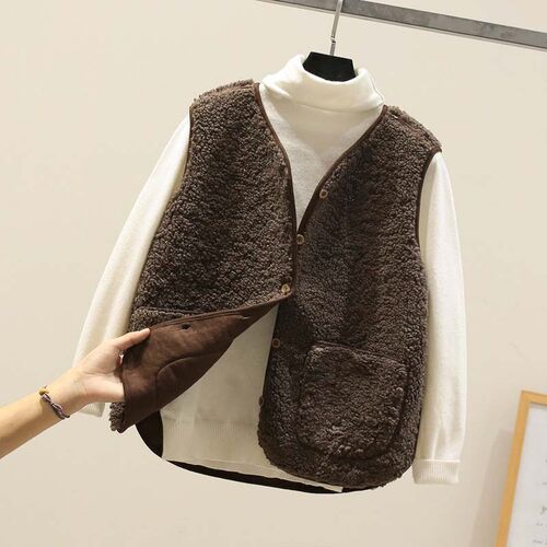 Autumn Fleece Women Vest Waistcoat Winter White Vest Sleevel