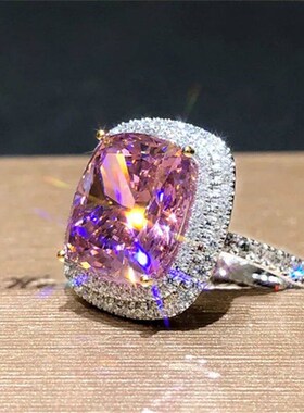 Huitan Personality Big Pink Cubic Zirconia Wedding Rings for