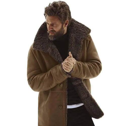 2023 Winter Men Fleece Thick Warm Coat Outwear Fashion Male