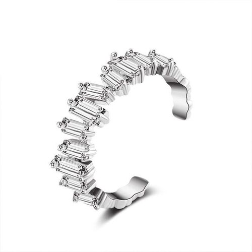 Open Ring Ins Zircon MicroInlay Broken Ice Design Open Ring