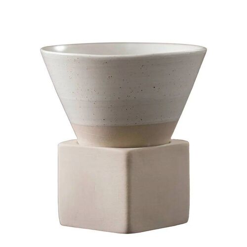 1pc Retro Japanese Triangular Cone Shape Pottery Tea Coffee