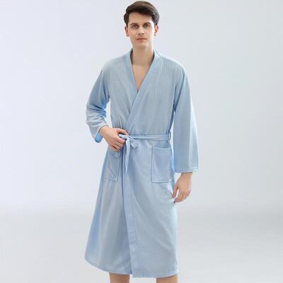 Waffle Japanese kimono bathrobe mens thin bathrobe parents