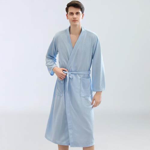 Waffle Japanese kimono bathrobe mens thin bathrobe parents