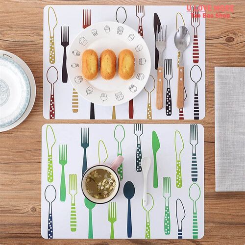 2/4PCS Placemats PVC Table Mat Kids Tableware Cartoon Dining