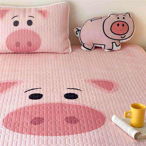 卡通粉猪猪夏季乳胶席子空调软凉席三件可水洗1.5米冰丝1.8m牀,床上用品,乳胶席,淘宝优惠券,粉丝福利购,淘宝优惠卷