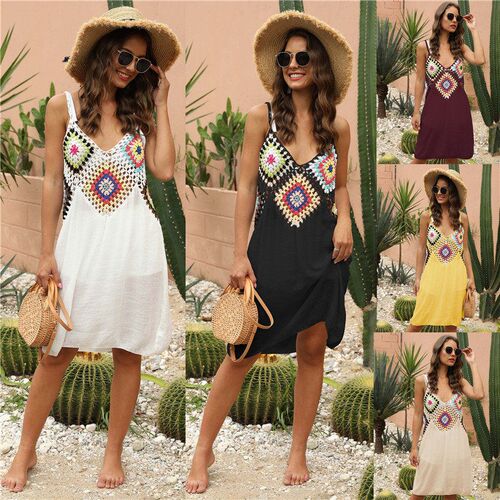 Crochet Beach ver-ups Summer Tunic ver Up saida de praia Kni