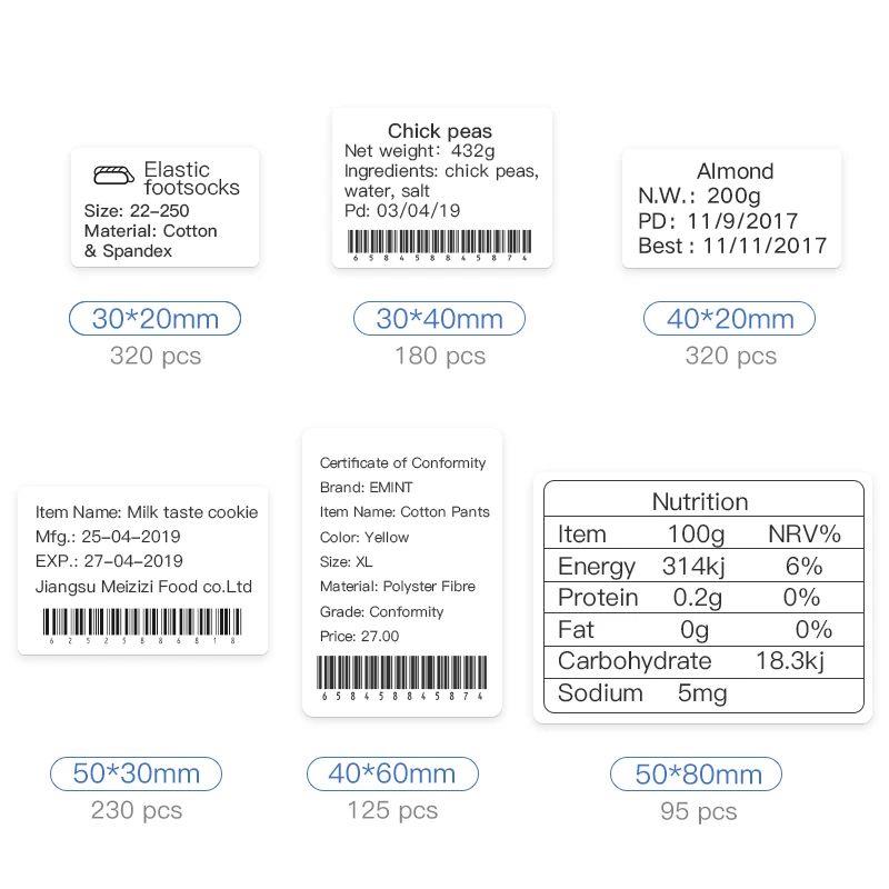 NiiMBOT 3/5/10 Rolls Paper For B1 B21 Thermal er White Adhes图片