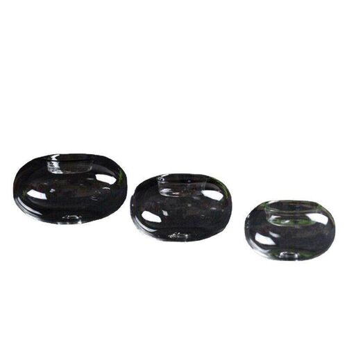 Oblate Spheroid Glass Candlestick Transparent Living Room Ho