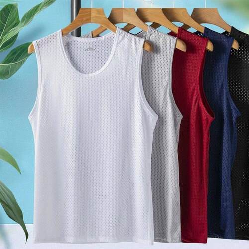 Men Vest Ice Silk Quick-drying Bodybuilding Tank Fitness Mus