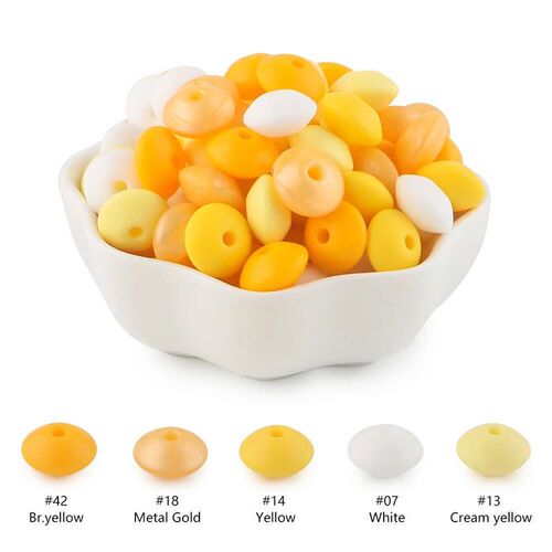 20Pcs/lot 12mm Lentil Silicone Beads Loose Spacer Bead Food
