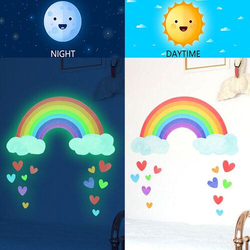 Cartoon Rainbow Luminous Wall ers Glow In The Dark Cloud Hea