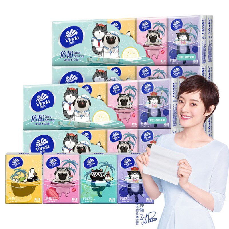 Vinda Pocket Tissues Travel Packs  Facial Tissue Packs 3-Ply - 实物图