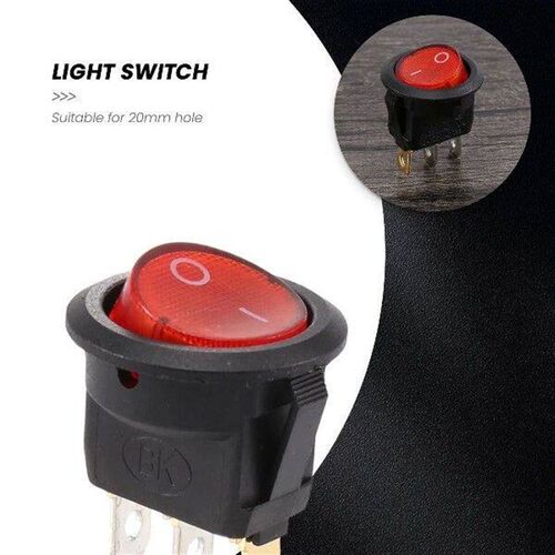 Rocker Switch Bipolar ON OFF Red 3 Pins 220V