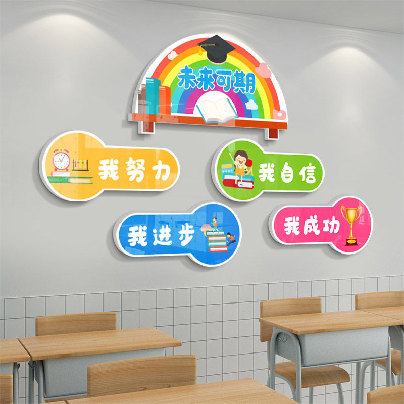 小学班级教室贴纸布置幼儿园墙面装饰校园励志标语文化墙走廊墙贴,家居饰品,文化墙贴,淘宝优惠券,粉丝福利购,淘宝优惠卷