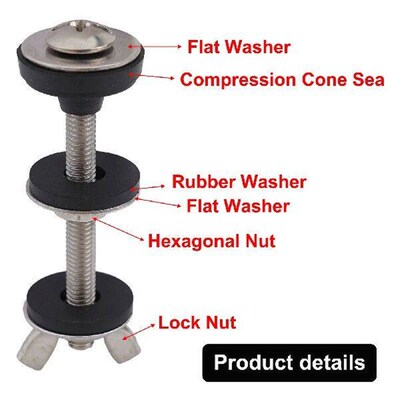 2pcs Toilet Tank Bolt Screws Kit For Seat Split Washer