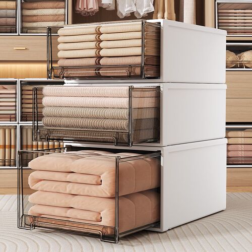 Home clothing storage box drawer style wardrobe organizer