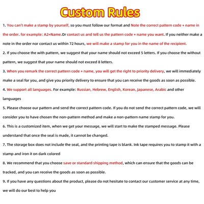 Customized Name Stamp Waterproof Toy Baby Student Clothes Ch