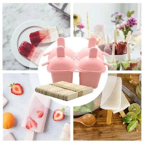 Silicone Ice Pop Molds 4 Cavities Food Grade Reusable
