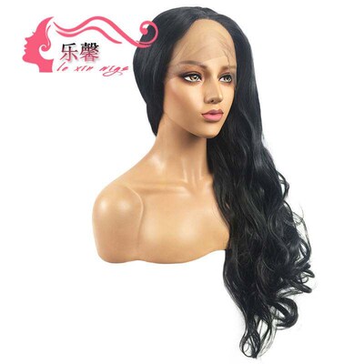 -Wig women black front lace chemical fiber long curly hair L