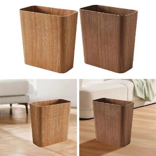 Wooden Trash Can Rubbish Basket Narrow Garbage Can for